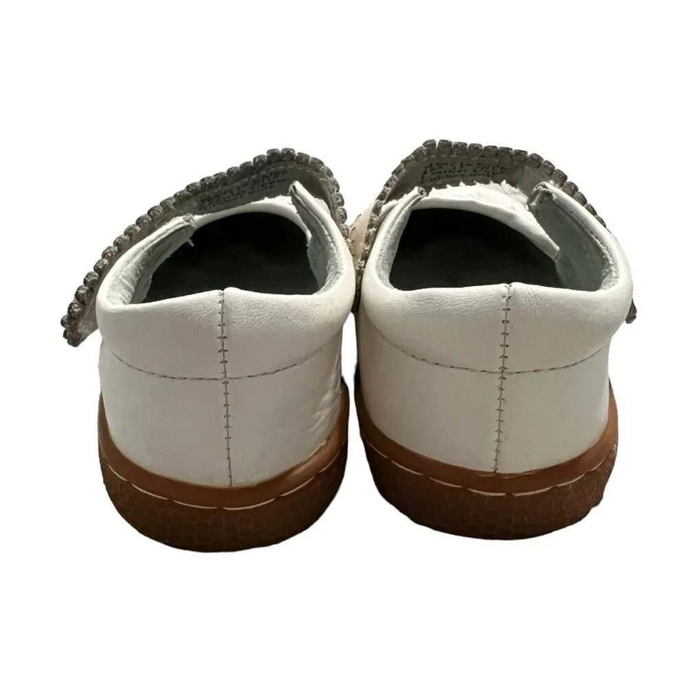 Livie & Luca Sz 8 White Pearl Ruche Mary Jane Shoes